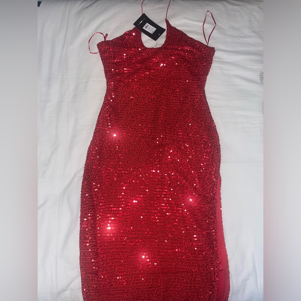 Fashion Nova Sequin Halter Dress